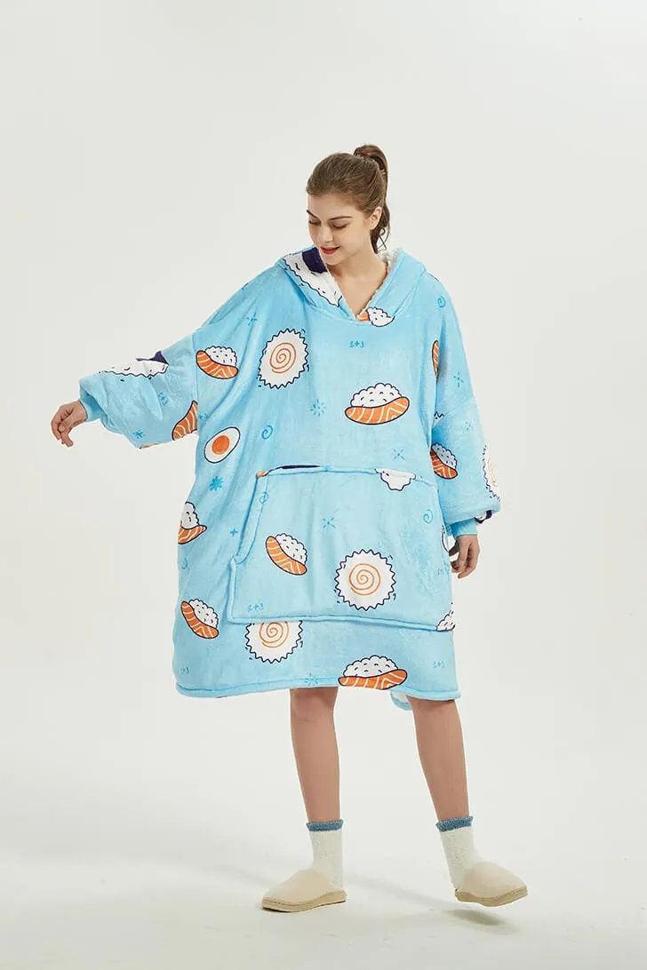 Snuggly™ Oversized I Love Sushi Blanket Hoodie