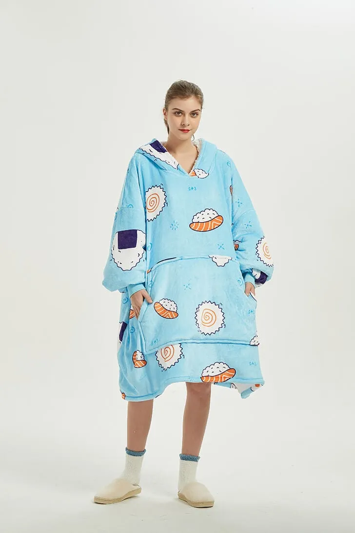 Snuggly™ Oversized I Love Sushi Blanket Hoodie