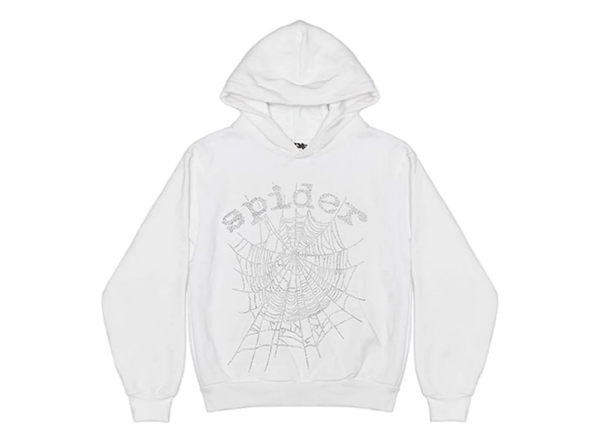 Sp5der - Rhinestones Pullover Hoodie - White