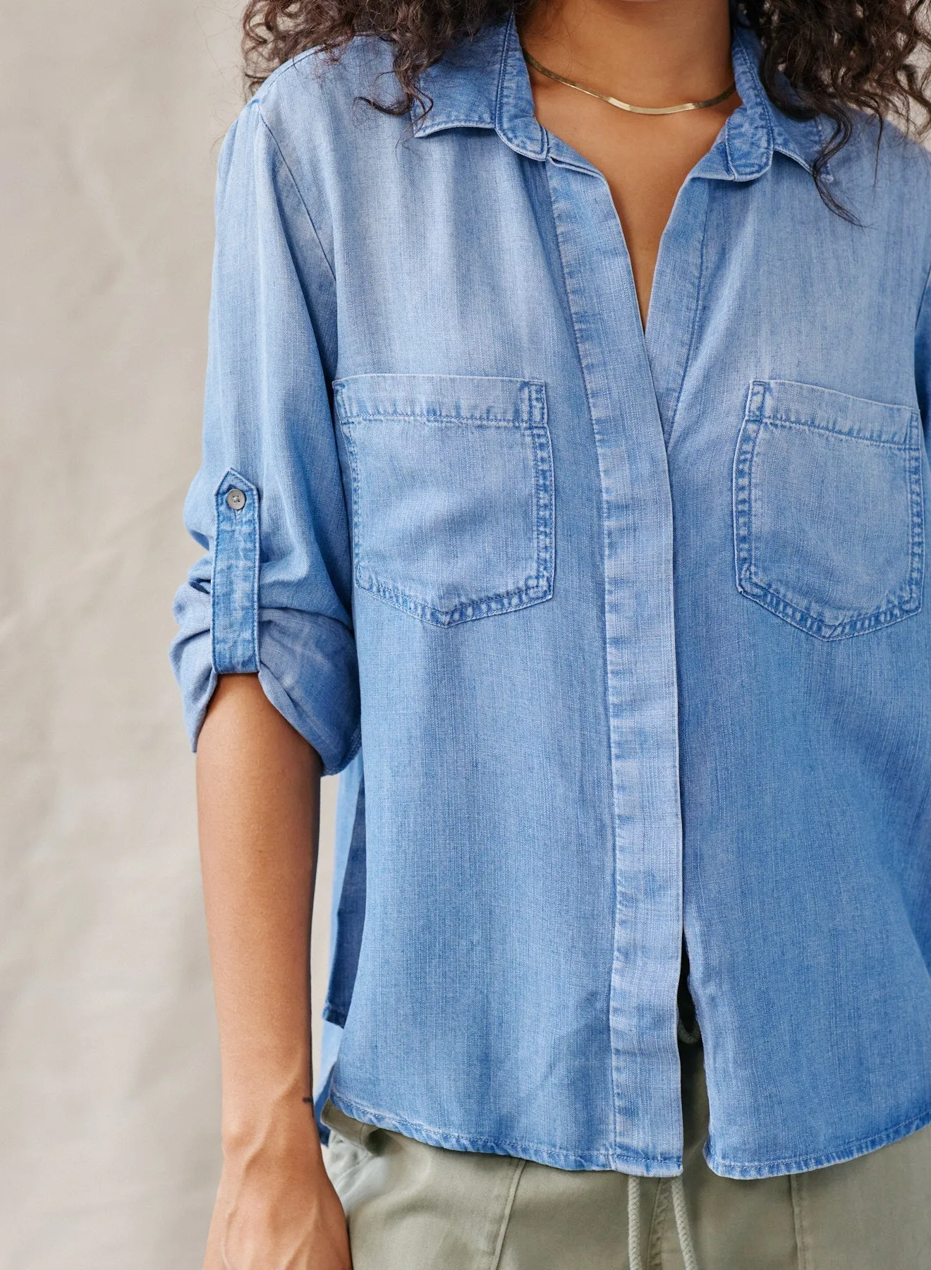 Split Back Button Down - Medium Ombre Wash