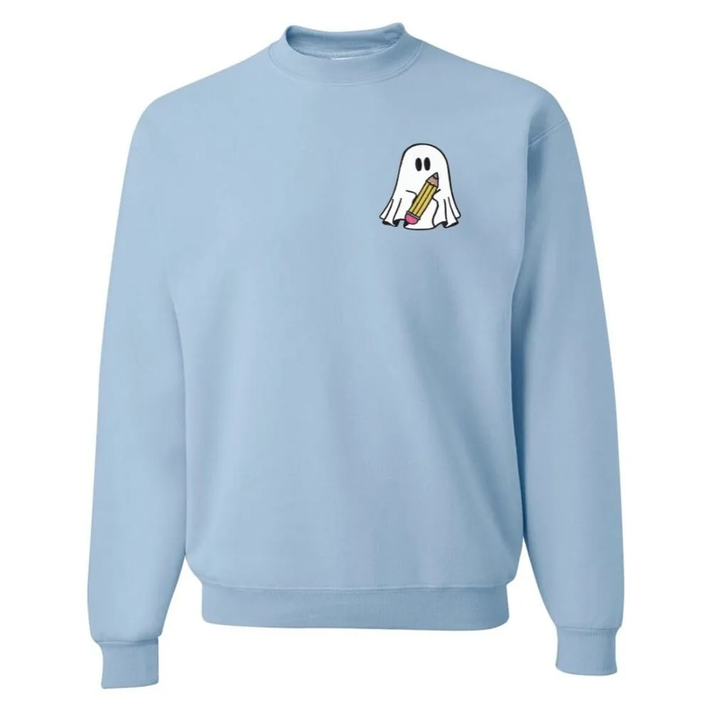 'Teacher Ghost' Embroidered Crewneck Sweatshirt