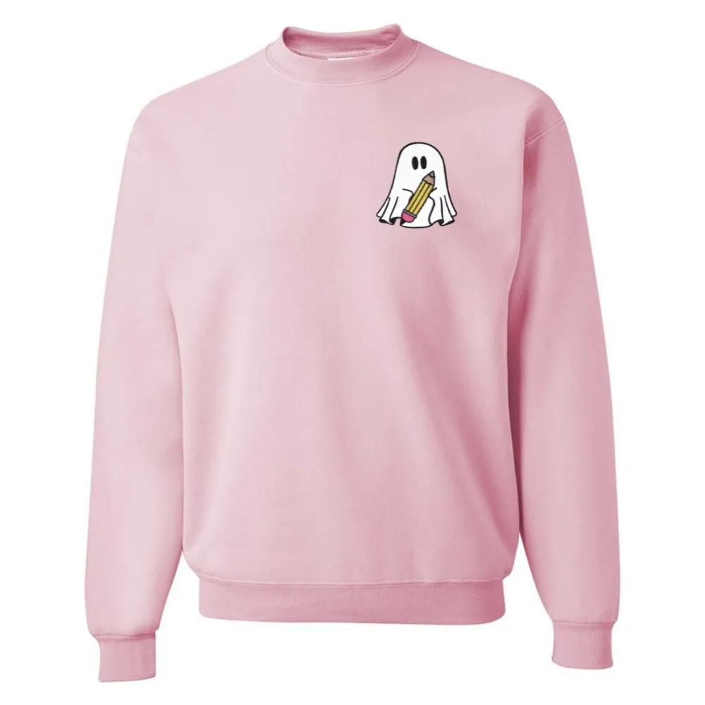 'Teacher Ghost' Embroidered Crewneck Sweatshirt