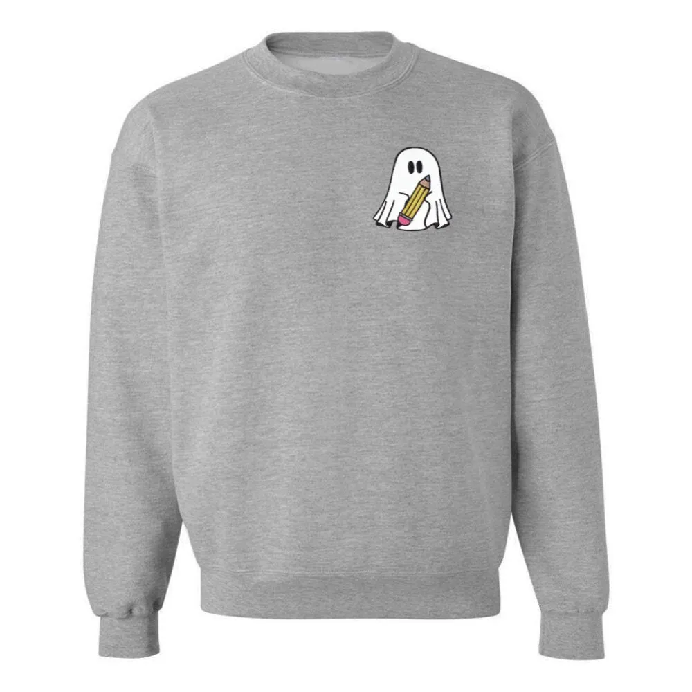 'Teacher Ghost' Embroidered Crewneck Sweatshirt