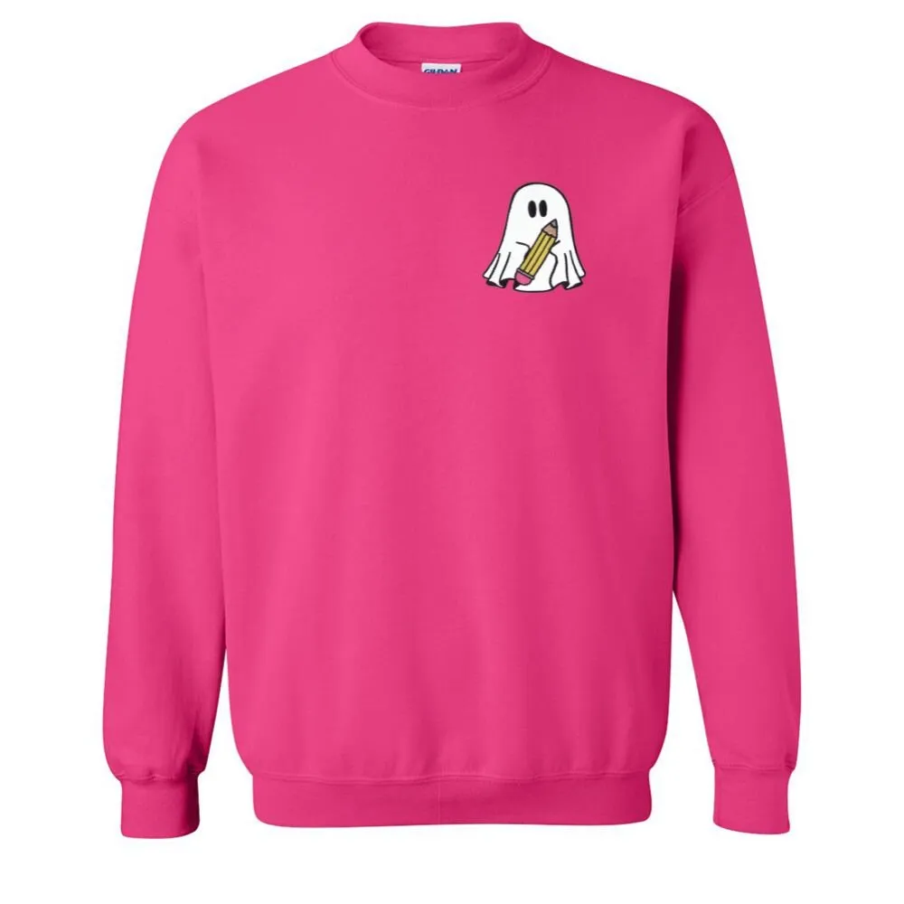 'Teacher Ghost' Embroidered Crewneck Sweatshirt