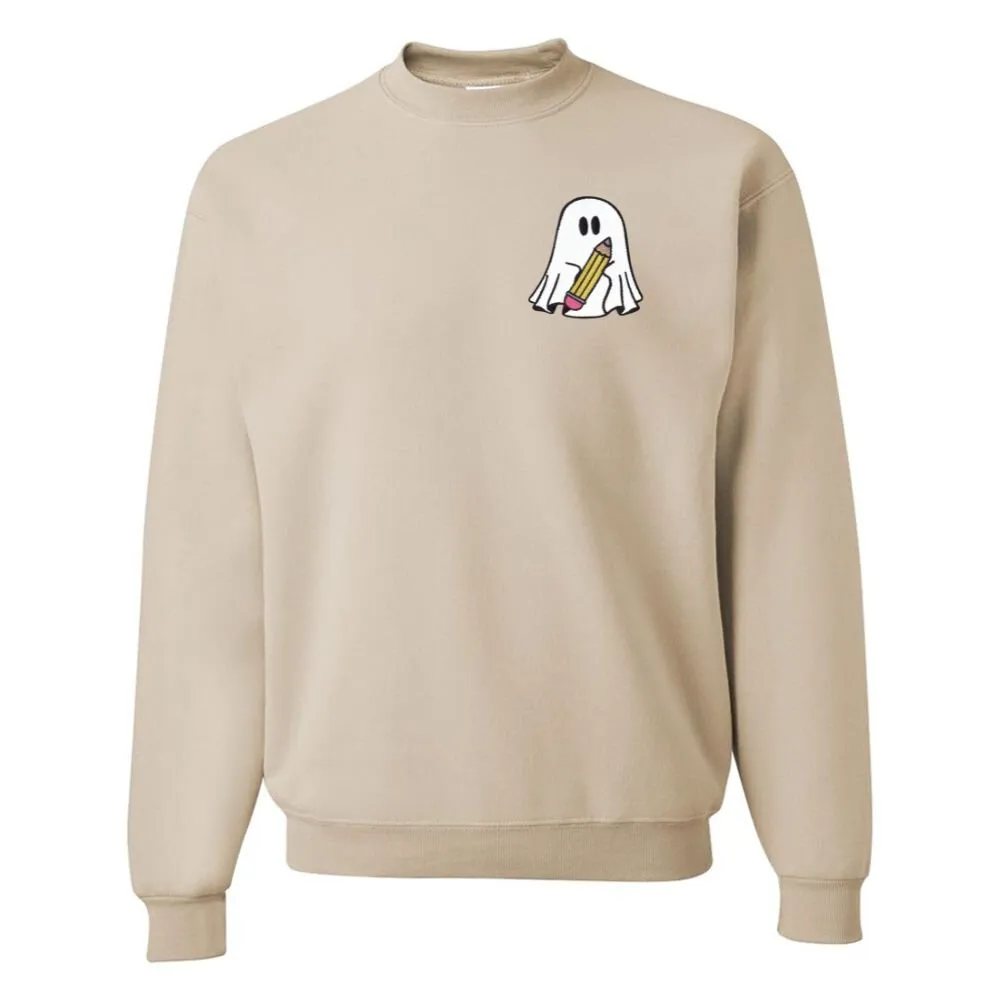 'Teacher Ghost' Embroidered Crewneck Sweatshirt