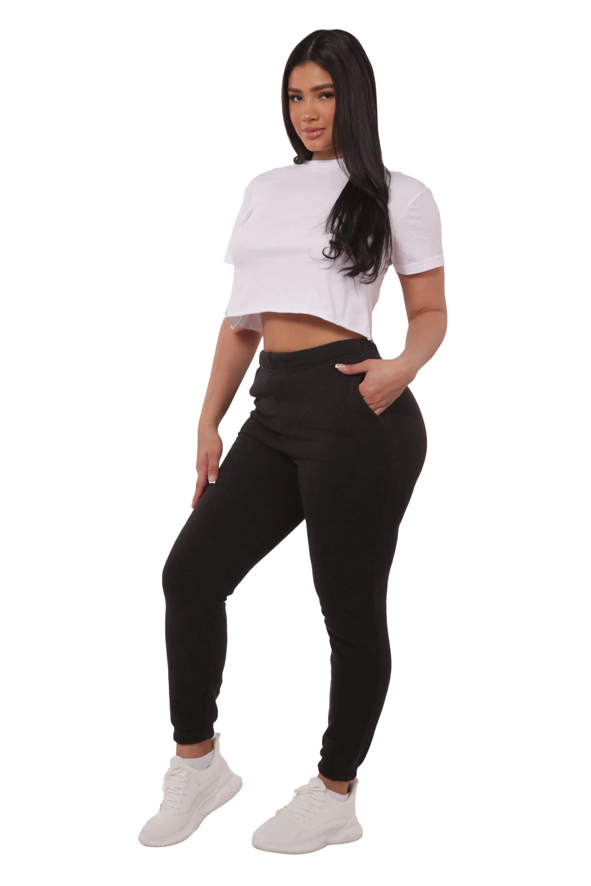 Thick Fleece Lined Sweatpants - Heather Black