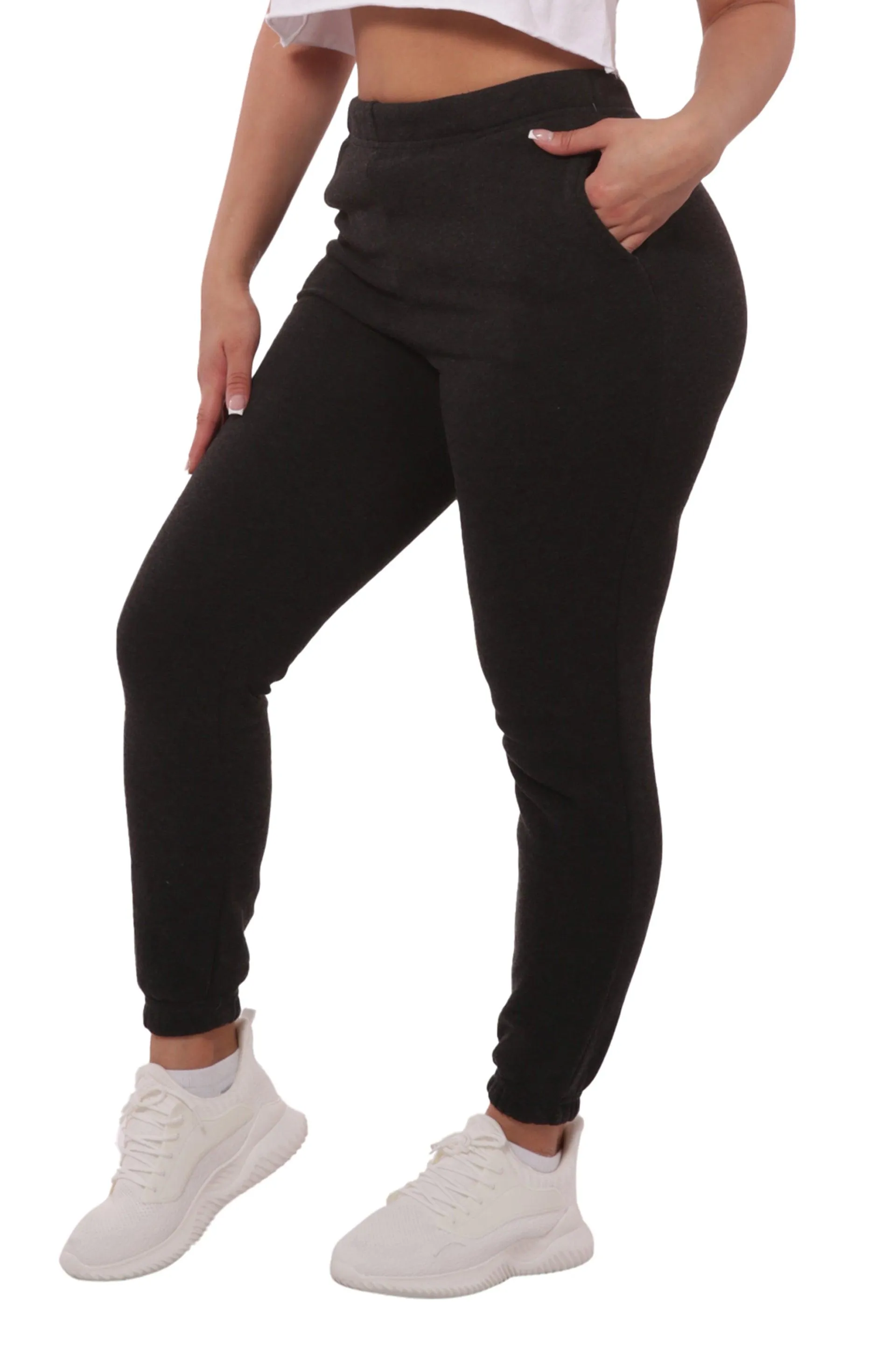 Thick Fleece Lined Sweatpants - Heather Black